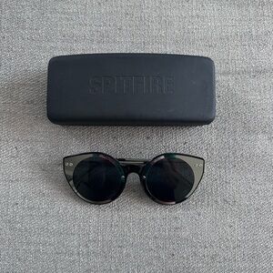 Spitfire Black and Silver Cat-Eye Mod Sunglasses